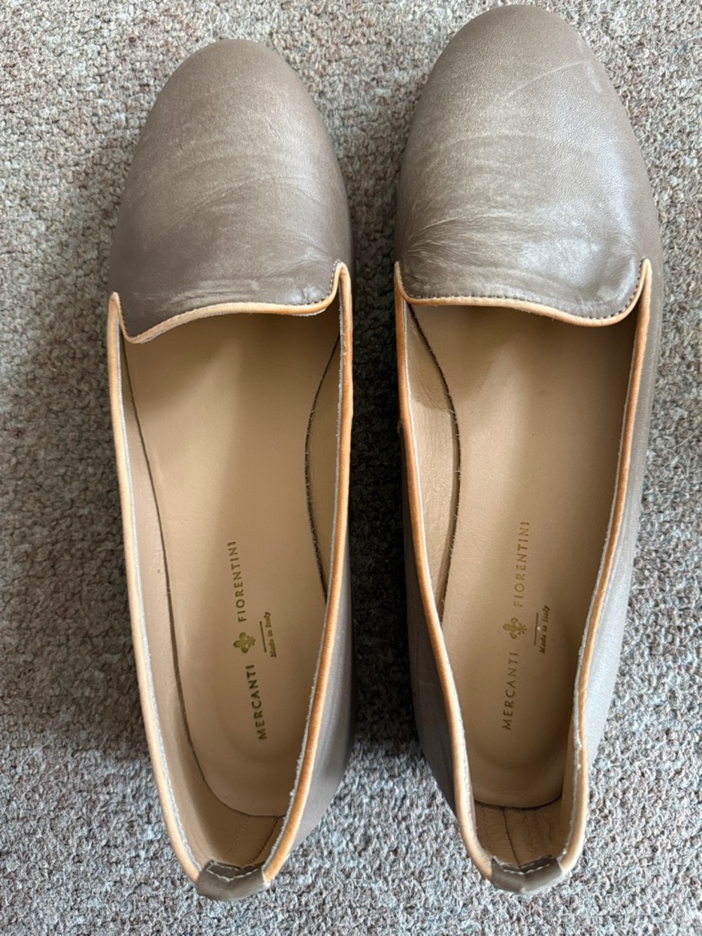 Mercanti Fiorentini Taupe-Beige Leather Loafers 9